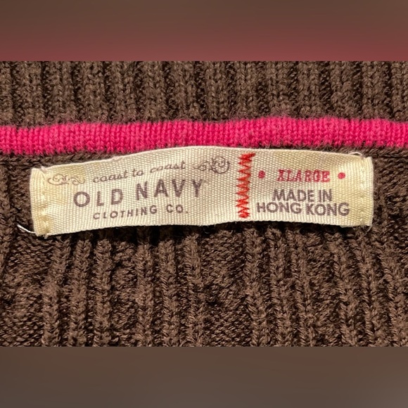 Old Navy Chocolate Brown Cable Knit Scoop Knit Sweater Size XL - Picture 3 of 5